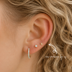 14K Solid Gold 2mm Opal Threadless Labret Flat Back Earring
