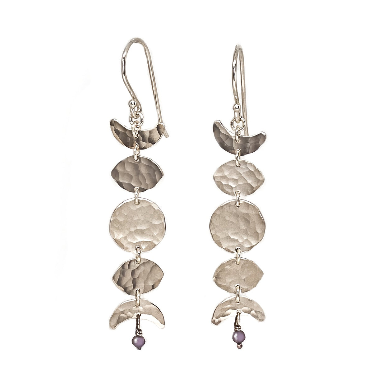 Moon Phase Earrings in Sterling Silver