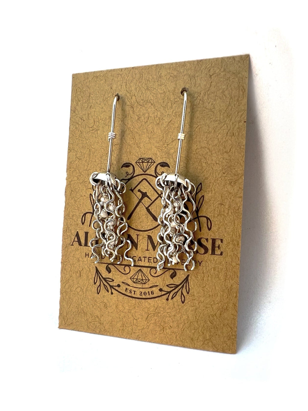 Mini Jellyfish Earrings in Sterling Silver with White Pearls and Hypoallergenic Niobium Earwires