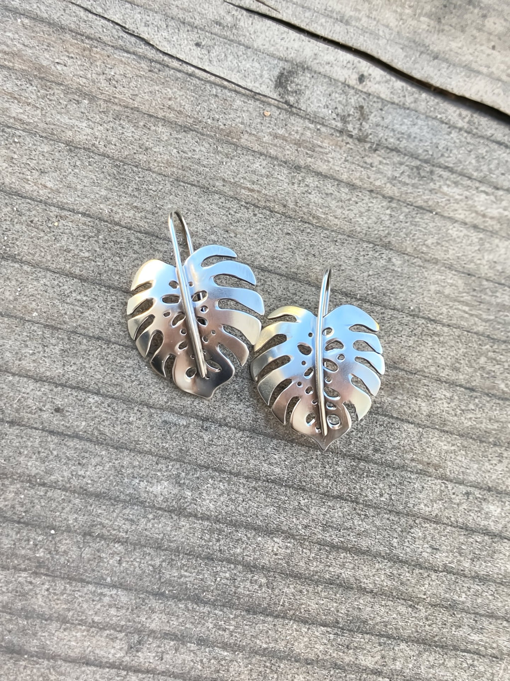 Monstera Earrings in Sterling Silver | Medium