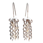 Sterling Silver Jellyfish Earrings with White Pearls and Hypoallergenic Niobium Earwires