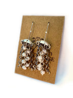 Sterling Silver Jellyfish Earrings with White Pearls and Hypoallergenic Niobium Earwires